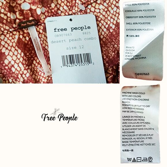 FREE PEOPLE NEW Boho Snake Print Silky A-Line Maxi Skirt 12 - Picture 5 of 11